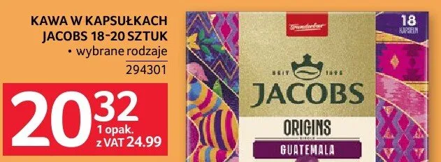 Kawa w kapsułkach Jacobs 18-20 sztuk wybrane rodzaje 294301 promocja w Selgros