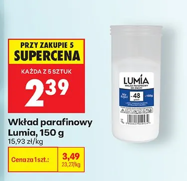 Wkład parafinowy Lumia promocja w Biedronka