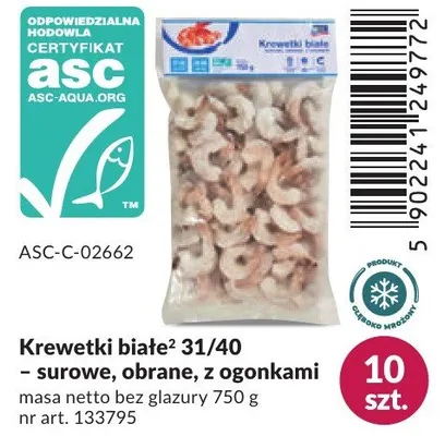 Krewetki białe 31/40 surowe, obrane, z ogonkami promocja w Makro