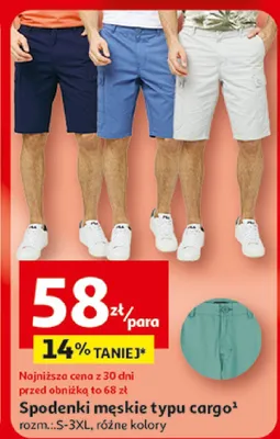 Spodenki męskie typu cargo Inextenso promocja w Auchan