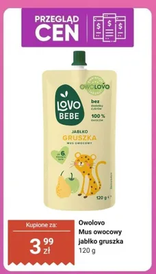 Mus owocowy jabłko gruszka Owolovo Bebe promocja w Dino