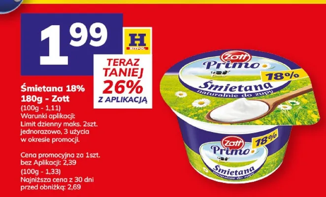 Śmietana 18% promocja w Hitpol