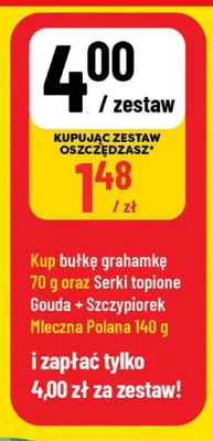 Zestaw bułka grahamka + serki topione Gouda + Szczypiorek Mleczna Polana promocja w POLOmarket