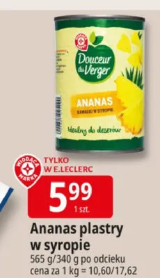 Ananas plastry w syropie promocja w Leclerc