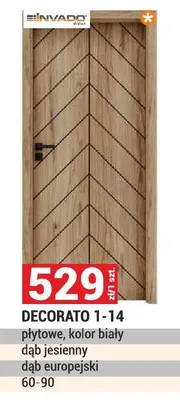 Drzwi DECORATO 1-14 płytowe kolor biały dąb jesienny dąb europejski 60-90 promocja w Merkury Market