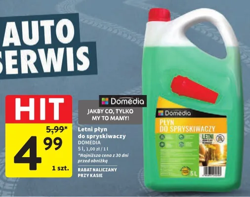 Letni płyn do spryskiwaczy Domedia promocja w Intermarche
