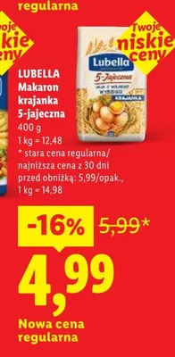 Makaron krajanka 5-jajeczna Lubella promocja w Lidl