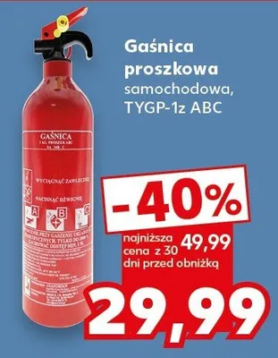 Gaśnica proszkowa samochodowa TYGP-1z ABC promocja w Kaufland