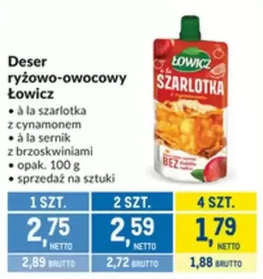 Deser ryżowo-owocowy Łowicz promocja w Makro