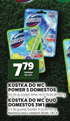Kostka do WC Domestos Duo 3w1 Pine 2-pak promocja w Stokrotka
