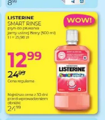 Płyn do płukania jamy ustnej Listerine Smart Rinse promocja w Drogerie Jawa