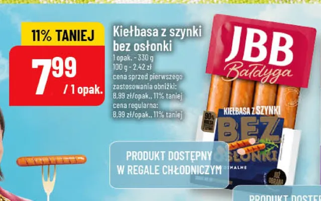 Kiełbasa z szynki bez osłonki promocja w POLOmarket