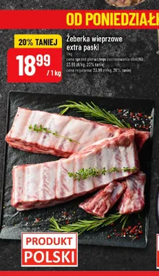 Żeberka wieprzowe extra paski promocja w POLOmarket