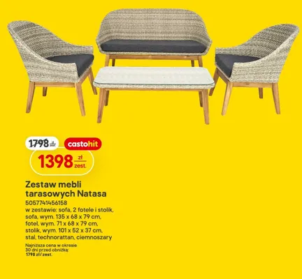 Zestaw mebli tarasowych natasa promocja w Castorama