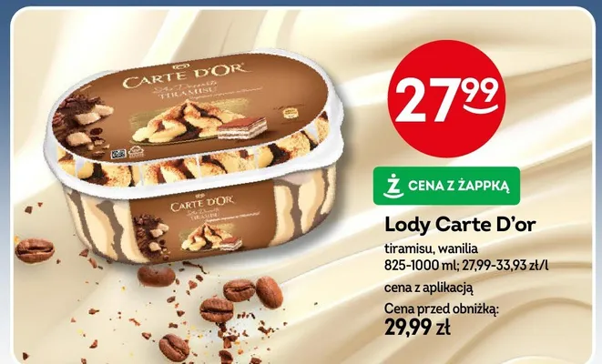 Lody tiramisu, wanilia promocja w Żabka