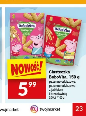 Ciasteczka BoboVita pszenno-orkiszowe z jabłkiem i brzoskwinią promocja w Twój Market