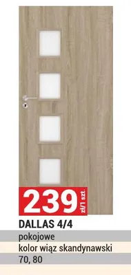 Drzwi Dallas 4/4 pokojowe kolor wiąz skandynawski promocja w Merkury Market
