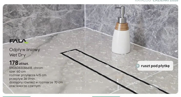 Odpływ liniowy Fala Wet Dry promocja w Castorama