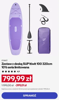 Zestaw z deską SUP Itiwit 100 320 cm 10'6 seria limitowana promocja w Decathlon