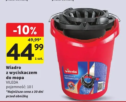 Wiadro z wyciskaczem do mopa 10 l Vileda promocja w Intermarche