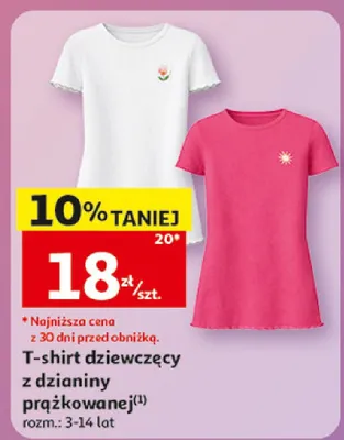 T-shirt dziewczęcy z dzianiny prążkowanej Inextenso rozm. 3-14 lat promocja w Auchan