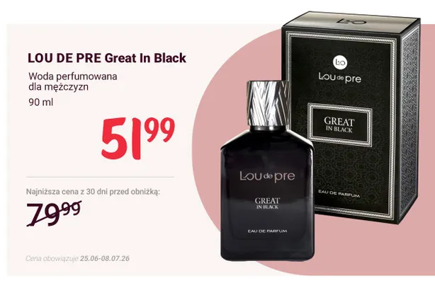 Woda perfumowana dla mężczyzn Lou De Pre Great In Black promocja w Rossmann