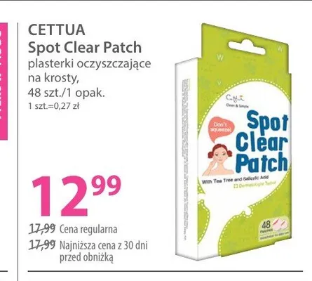 Plasterki oczyszczające na krosty Cettua Spot Clear Patch promocja w Hebe