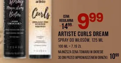 Spray do włosów Artiste Curls Dream 125 ml promocja w Drogerie Natura