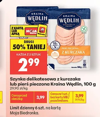 Pierś pieczona z kurczaka Kraina Wędlin promocja w Biedronka
