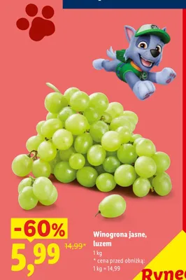 Winogrona jasne luzem promocja w Lidl