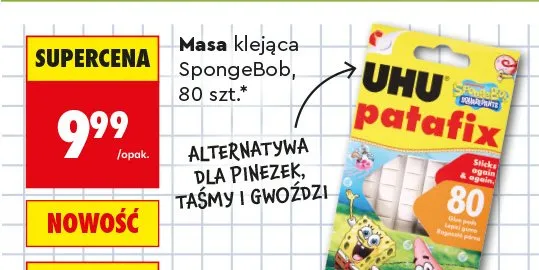 Masa klejąca UHU patafix SpongeBob promocja w Biedronka