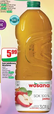 Sok jabłkowy Wosana promocja w Dino
