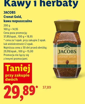 Kawa rozpuszczalna Jacobs Cronat Gold promocja w Lidl