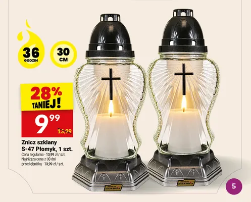 Znicz szklany S-47 Płomyk promocja w Twój Market