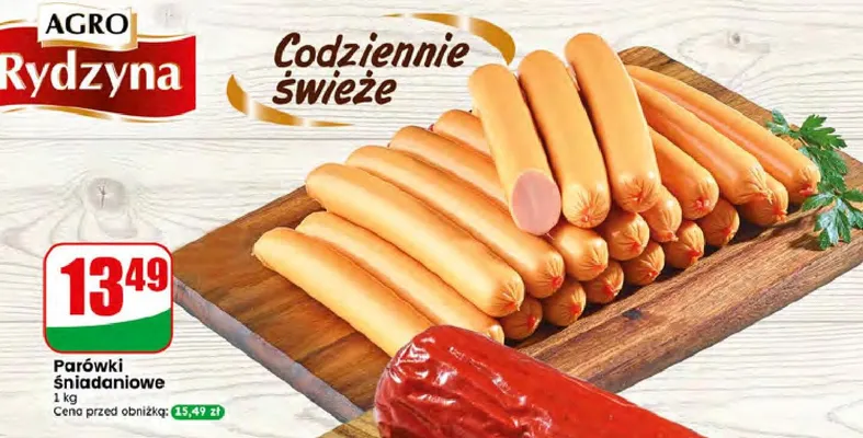 Parówki śniadaniowe Agro Rydzyna promocja w Dino
