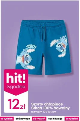 Szorty chłopięce Disney Stitch 100% bawełny promocja w Pepco