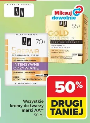 Wszystkie kremy do twarzy AA 50ml promocja w Carrefour Market
