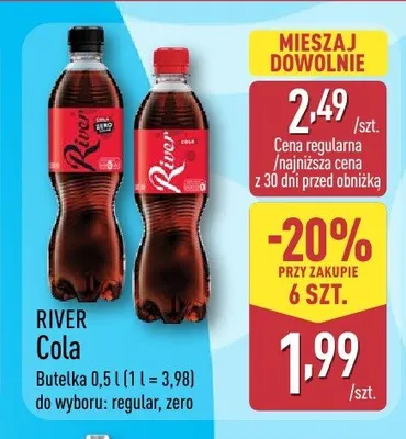 Napój gazowany River Cola Zero promocja w Aldi