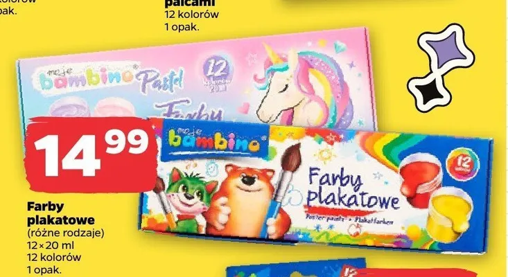 Farby plakatowe Bambino 12-pak 20 ml promocja w Netto