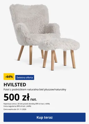 Fotel z podnóżkiem Hvilsted promocja w Jysk