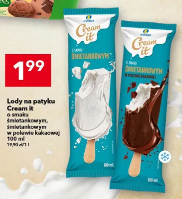 Lody na patyku o smaku śmietankowym Cream It promocja w LEWIATAN