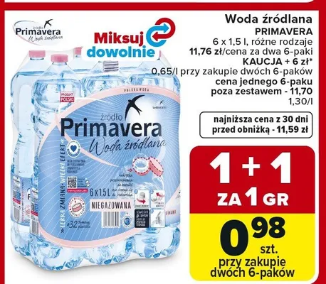 Woda źródlana promocja w Carrefour