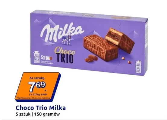 Ciastka Choco Trio Milka promocja w Action