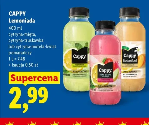 Lemoniada Cappy cytryna-truskawka promocja w Lidl