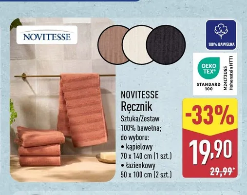 Ręcznik kąpielowy Novitesse promocja w Aldi