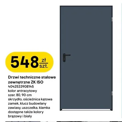 Drzwi techniczne stalowe zewnętrzne ZK ISO Hörmann promocja w Castorama