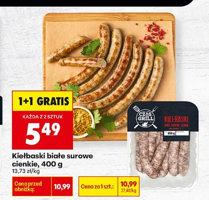 Kiełbaski białe surowe cienkie Czas na Grill promocja w Biedronka