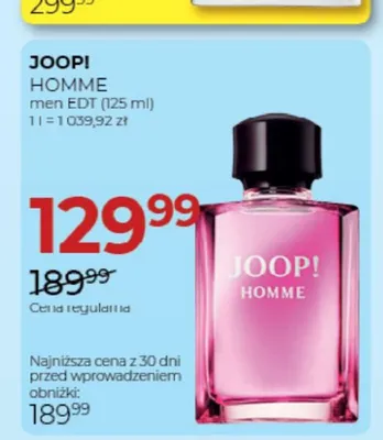 Woda toaletowa męska Joop! Homme promocja w Drogerie Jawa