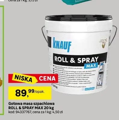 Gotowa masa szpachlowa Roll & Spray Max Knauf promocja w Leroy Merlin
