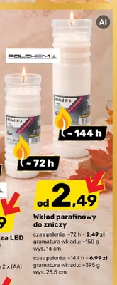 Wkład parafinowy do zniczy 72h Rolchem promocja w Bricomarche